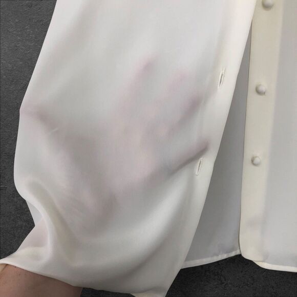 Vintage 80s Ivory Poet, Secretary Blouse w/Embroidered & Beaded Collar, SZ 12 - Picture 6 of 10